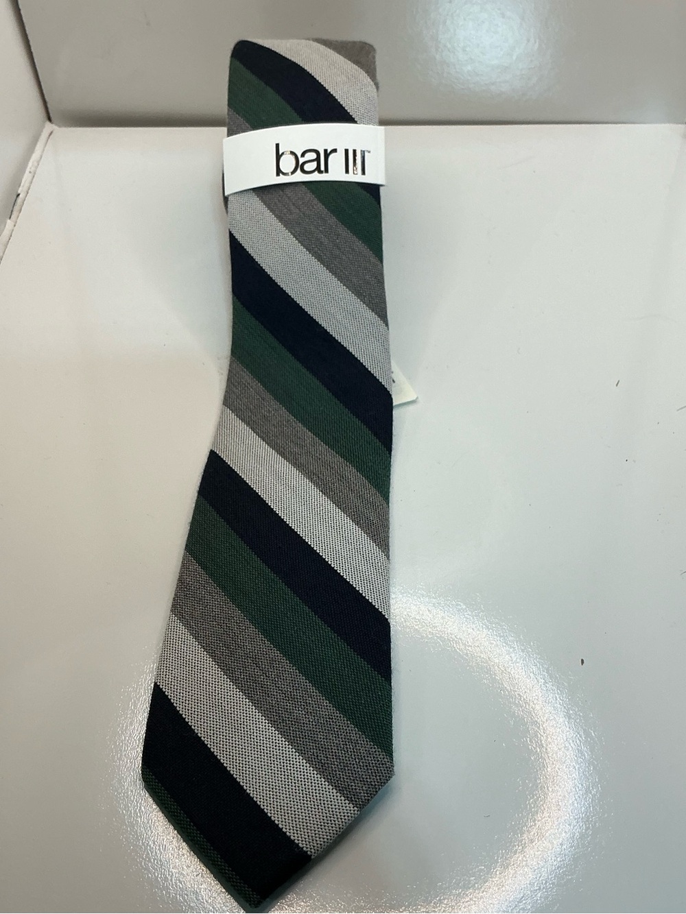 Bar III Dupont Stripe Tie Emerald Gray Navy White NWT Macy’s